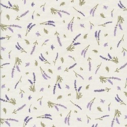 Bomuld/polyester i knækket hvid med lavendel