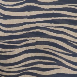 Chiffon med zebra streger i marine og mørk sand