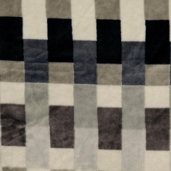 Frotté fleece med firkanter i sort, grå og offwhite