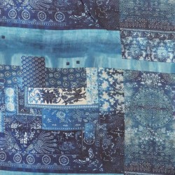 Hør/Viskose i batik mønster i digitalt print i blå farver