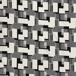 Hør/Viskose/Polyamid med firkant-print i sort og hvid