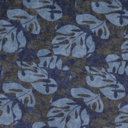 Isoli med stræk i stone-washed blad print i støvet blå
