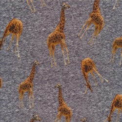 Bomuldsjersey økotex m/digitalt tryk meleret med giraffer