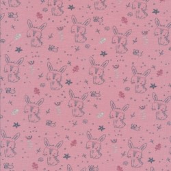 Bomuldsjersey i rosa med kanin