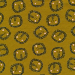 Økologisk Bomulds jersey i okker med tegnet løvehoved