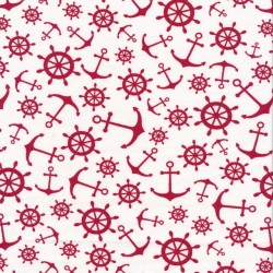 Bomuldsjersey med sailer i knækket hvid og rød