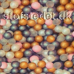 Bomuldsjersey økotex m/digitalt tryk med perler - kugler
