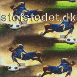 Bomuld/lycra økotex m/digitalt tryk med fodbold spiller
