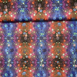 Polyester jersey med bobler i blå, rød, lilla