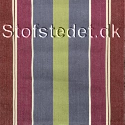 Liggestole stof bred-stribet i cerisse, lime, lavendel