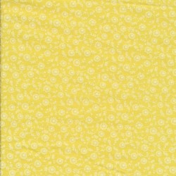 Patchwork stof i citron gul med blomster