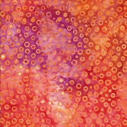 Patchworkstof batik med cirkler i orange