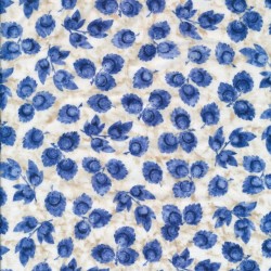 Patchwork stof med blå blomster