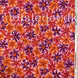 Patchwork stof med blomster Kalmia i rød, orange, lilla - Kaffe Fassett 