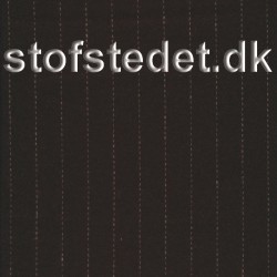 Twill-vævet stribet uld/polyester i mørkebrun og beige.