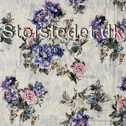 Let 100% viscose i lyseblå med digitalt print med store blomster