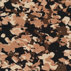 Afklip Viscose Jersey mønstret i sort, brun, pudder, beige, 100 cm.