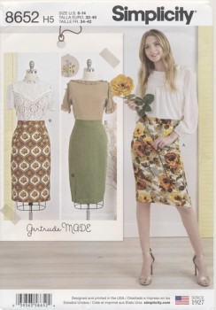 Simplicity 8652 Nederdel til fast stof med indsnit