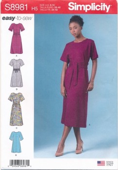 Simplicity 8981 Enkel Kjole til fast stof | Easy-to-sew