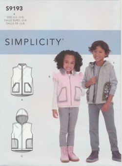 Simplicity 9193 Vest til børn - Str. 3-8 år.