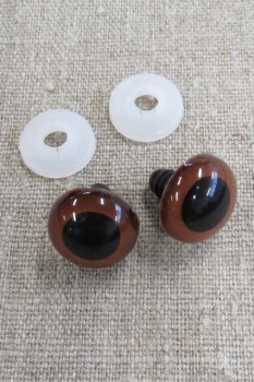 Bamse Øjne m/låsering/sikkerhedsøjne 18 mm. brun / sort