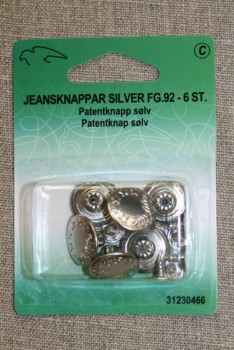 Patent-/Jeans knap, sølv