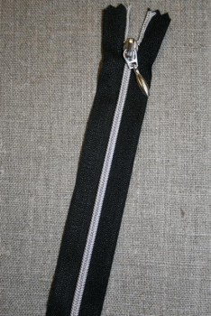  30-70 cm. delbar lynlås sort/sølv