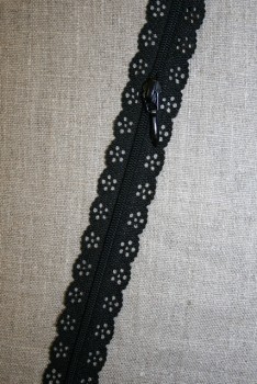 Rest Blonde-lynlås i metermål, sort-40 cm. 