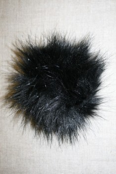 Pels-pompon i acryl, sort 12 cm.