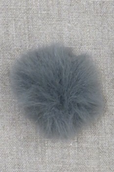 Pels-pompon i akryl i grå, 5 cm.