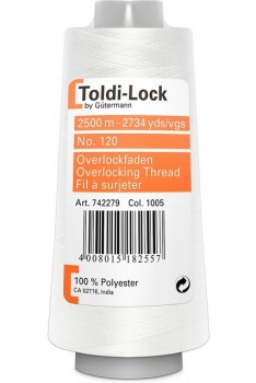 Overlocktråd 2500 meter i Hvid | Toldi-Lock 