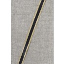 Rest Stribet bånd med lurex, sort- guld 10 mm.- 75 cm. 