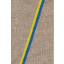 Bånd striber i blå og gul, 10 mm.
