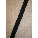 Bomuldsbånd - Gjordbånd sildebensvævet i sort, 20 mm.