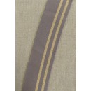Ribkant stribet i gråbrun og kobber/guld 65 mm x 99 cm.