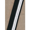 Ribkant stribet i sort/hvid/sølv 65 mm x 110 cm.