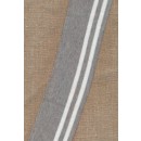 Ribkant stribet 60 mm x 100 cm. lys grå-meleret og hvid