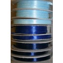 10 meter rulle satinbånd 6mm. babylyseblå - klar blå - mørkeblå