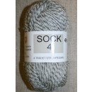 Sock 4 strømpegarn meleret knækket hvid lysegrå