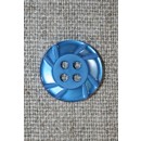 Klar blå 4-huls knap, 15 mm