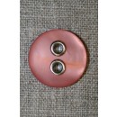 Knap m/sølv-huller, rosa 22 mm.