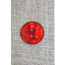Rød meleret 2-huls knap, 13 mm.