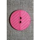 Pink 2-huls knap m/riller, 23 mm.