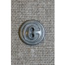 Metal-knap i tin-look 2-huls, 13 mm.