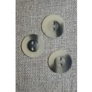 2-huls knap meleret off-white/grå-brun, 15 mm.