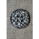 4-huls knap i sten-look sort/grå/hvid, 18 mm.