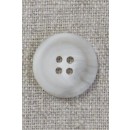 4-huls knap meleret i hvid og lysegrå 20 mm.