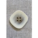 Skæv firkantet knap i offwhite og beige, 23 mm.