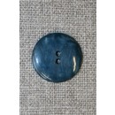 Petrol-blå meleret 2-huls knap, 18 mm.