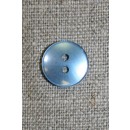 Lyseblå blank 2-huls knap, 13 mm.